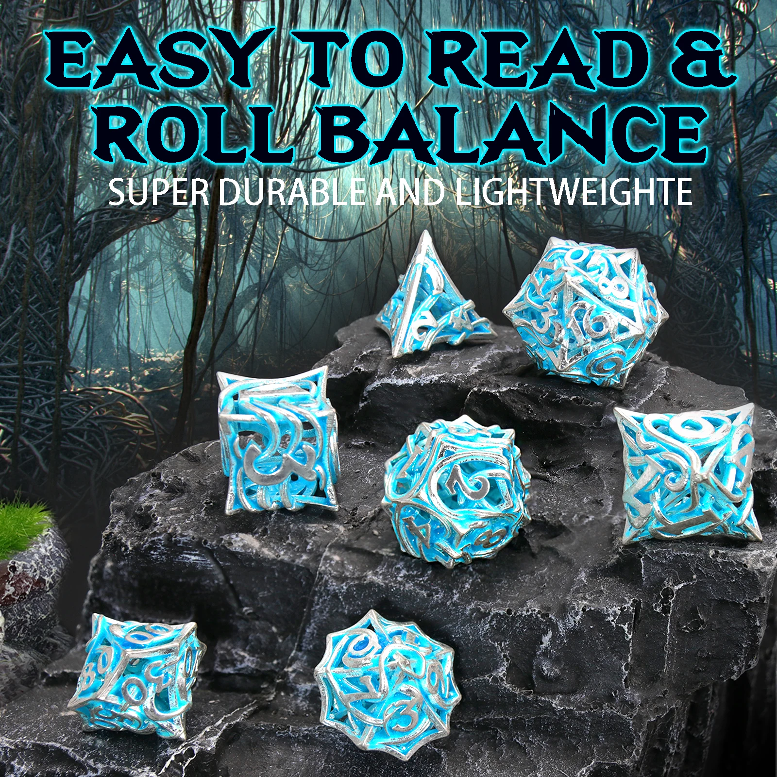 Vine Pattern Glow In The Dark Hollow Metal Polyhedral Dice Set 7 Pack DND Dice for Dungeons Dragons Tabletop RPG
Vine Pattern Glow In The Dark Hollow Metal Polyhedral Dice Set 7 Pack DND Dice for Dungeons Dragons Tabletop RPG
