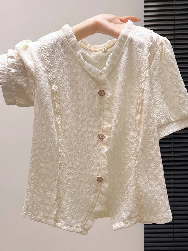 Женская повседневная футболка с коротким рукавом и кружевными вставками, омолаживающий топ, маленький размер, новинка 2026 года, летняя мода, смесовый полиэстер F...
Женская повседневная футболка с коротким рукавом и кружевными вставками, омолаживающий топ, маленький размер, новинка 2026 года, летняя мода, смесовый полиэстер F...