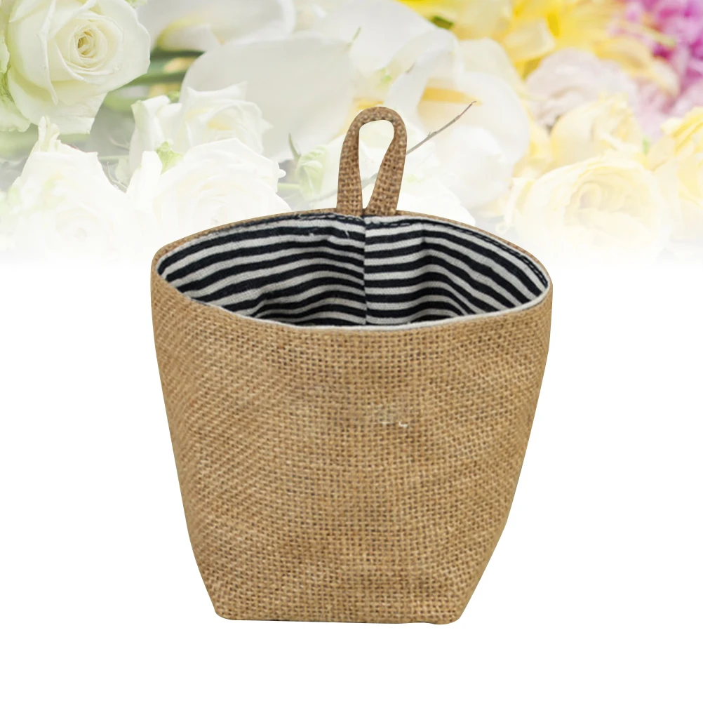 Hanging Storage Bag Little Striped Jute Basket Fabric Flower Pot Small Sacks Baskets
Hanging Storage Bag Little Striped Jute Basket Fabric Flower Pot Small Sacks Baskets