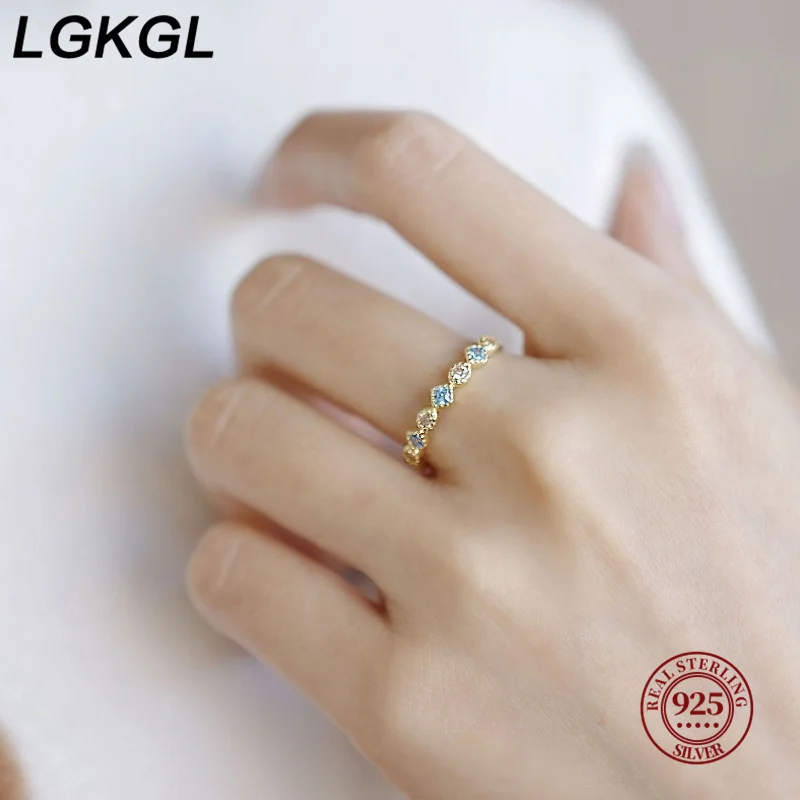 LGKGL S925 Sterling Silver 14K Gold Plated Japanese Minimalist Design Sea Blue Zircon Open Ring Vintage Luxury
LGKGL S925 Sterling Silver 14K Gold Plated Japanese Minimalist Design Sea Blue Zircon Open Ring Vintage Luxury