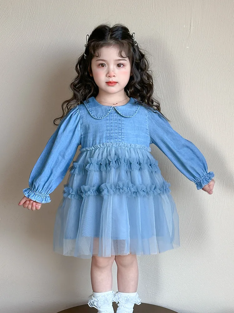Girl's denim dress2025Spring and Autumn New Children's Clothing Girl Baby Princess Dress Stylish Tulle Dress
Girl's denim dress2025Spring and Autumn New Children's Clothing Girl Baby Princess Dress Stylish Tulle Dress