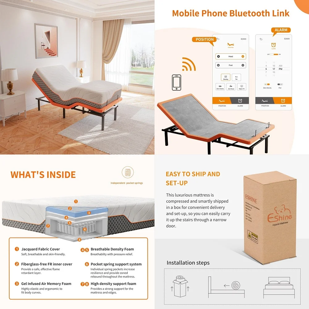 amp Son Classic Adjustable Bed Base, Head and Foot Lift, Massage, UnderBed Lights, USB, Memory, Zero Gravity Smart Frame Twin X
amp Son Classic Adjustable Bed Base, Head and Foot Lift, Massage, UnderBed Lights, USB, Memory, Zero Gravity Smart Frame Twin X