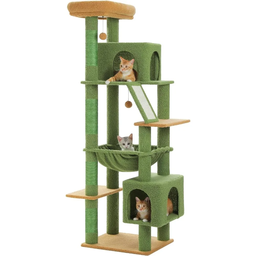 Cactus Tall Cat Tree 71" for Large Cat 20 lbs with Super Large Hammock, Heavy Duty Cat Tower with 4 Sisal Scratching Posts & 2 S
Cactus Tall Cat Tree 71" for Large Cat 20 lbs with Super Large Hammock, Heavy Duty Cat Tower with 4 Sisal Scratching Posts & 2 S