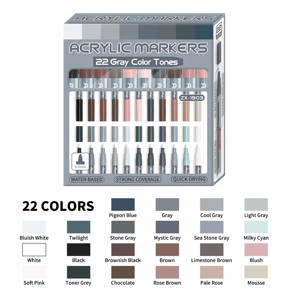 22 Colors Acrylic Paint Markers 0.7mm Extra Fine Tip Gray/Skin Tones Acrylic Paint Pens DIY Crafts Coloring Painting Markers Set
22 Colors Acrylic Paint Markers 0.7mm Extra Fine Tip Gray/Skin Tones Acrylic Paint Pens DIY Crafts Coloring Painting Markers Set