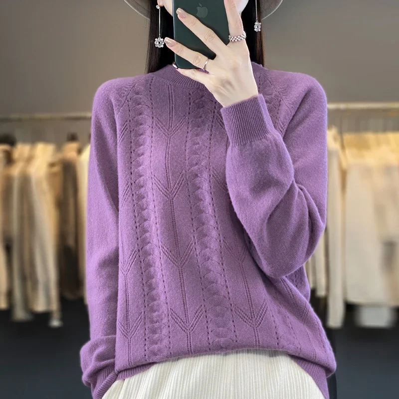 Autumn and Winter New Women's Sweater 100% Pure Wool O-Neck Knitted Pullover Korean Fashion Solid Color Women's Top
Autumn and Winter New Women's Sweater 100% Pure Wool O-Neck Knitted Pullover Korean Fashion Solid Color Women's Top