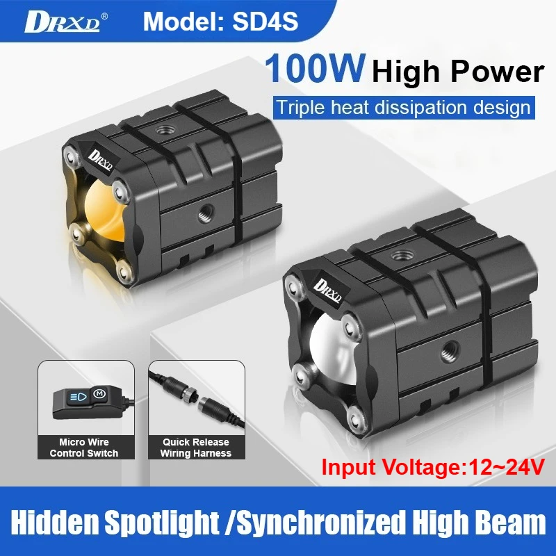 DRXD SD4S Motorcycle Spotlight Hidden Led Fog Lights Driving Lights Wireless Switch High-power 100W Ultra Bright Auxiliary Light
DRXD SD4S Motorcycle Spotlight Hidden Led Fog Lights Driving Lights Wireless Switch High-power 100W Ultra Bright Auxiliary Light