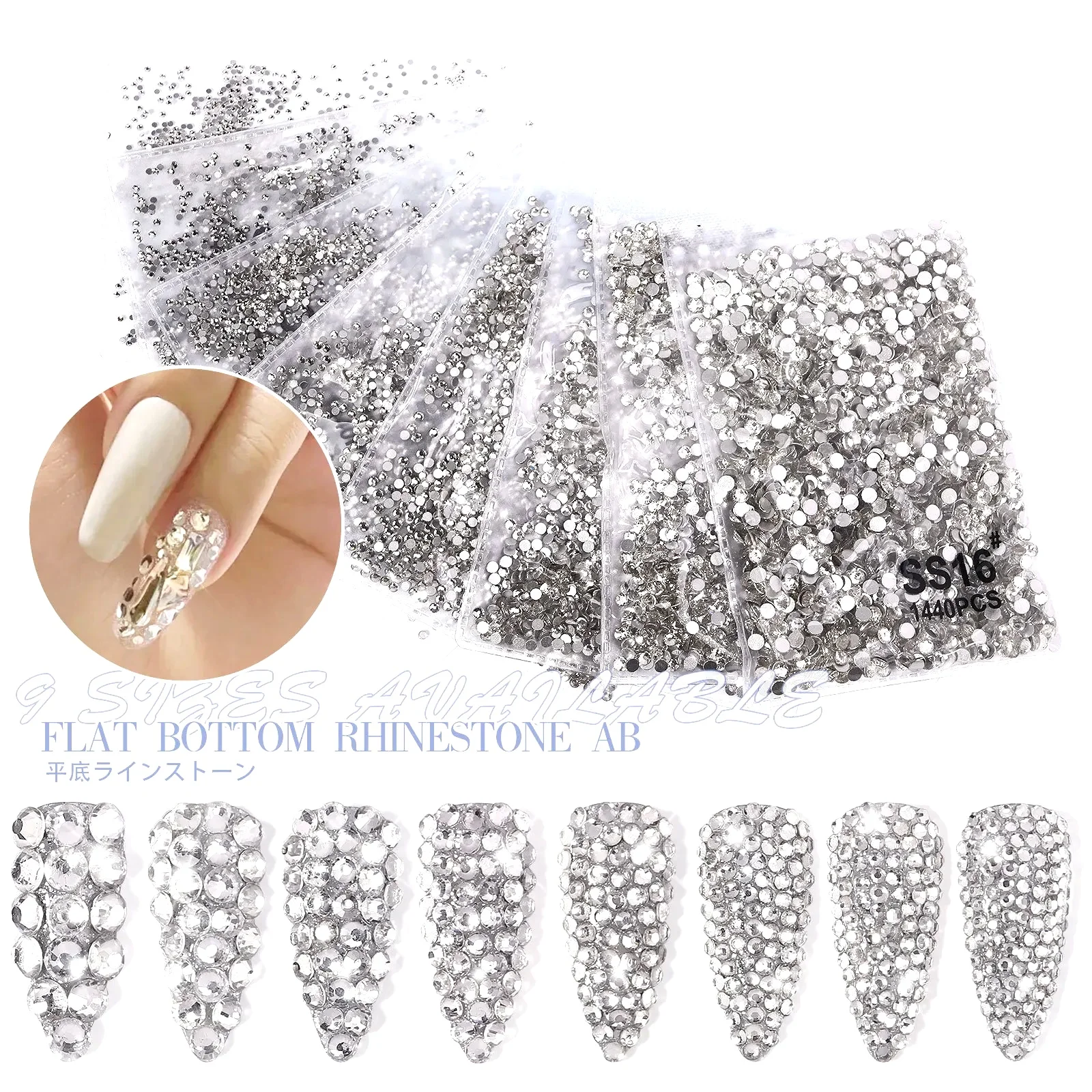 144/288 /1440pcs SS3-SS50 Crystal AB Clear Nail Rhinestones Non Hotfix Flat Back Stones DIY Strass Nail Art Decor Accessories
144/288 /1440pcs SS3-SS50 Crystal AB Clear Nail Rhinestones Non Hotfix Flat Back Stones DIY Strass Nail Art Decor Accessories