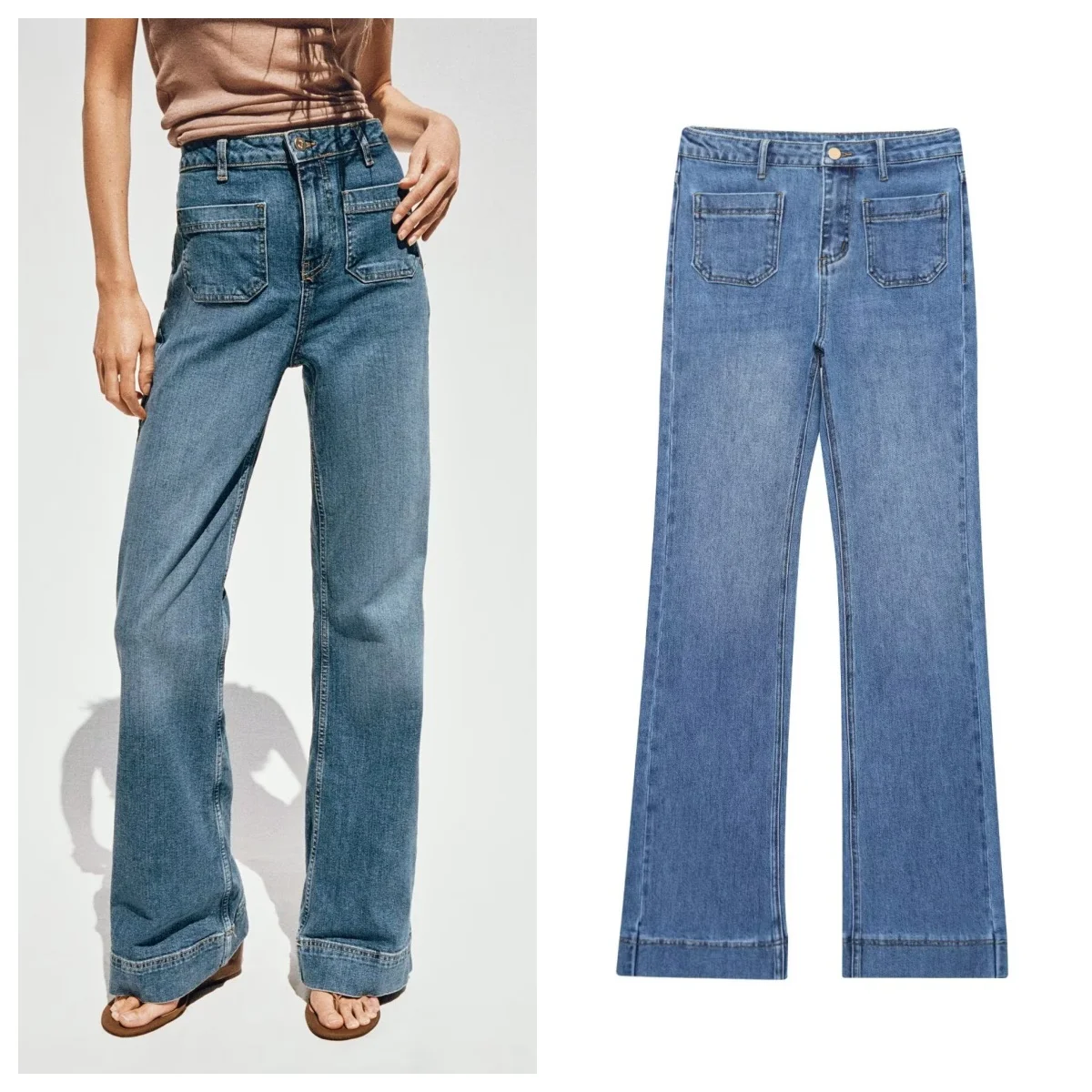 European and American style hot-selling patch pocket high waist straight jeans early autumn new style mopping wide leg pants
European and American style hot-selling patch pocket high waist straight jeans early autumn new style mopping wide leg pants