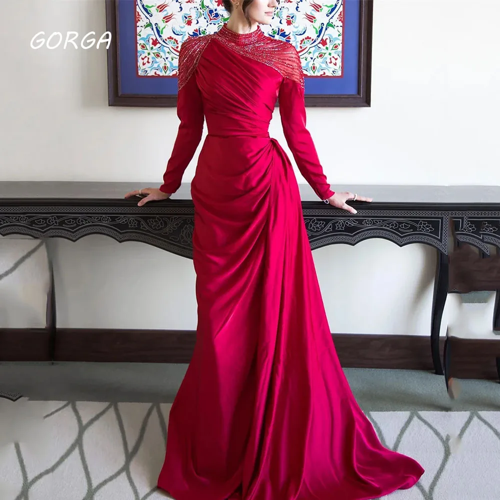 GORGA Exquisite Beading High Neck Pleat Mermaid Customized Formal Occasion Floor-Length Prom Dress Evening Party Gowns
GORGA Exquisite Beading High Neck Pleat Mermaid Customized Formal Occasion Floor-Length Prom Dress Evening Party Gowns