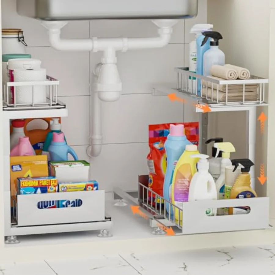 Under Sink Organizer, Heavy Duty Metal Pull Out Cabinet Organizer Slide Out Sink Shelf Organizer Height Adjustable, Multi-Purpo
Under Sink Organizer, Heavy Duty Metal Pull Out Cabinet Organizer Slide Out Sink Shelf Organizer Height Adjustable, Multi-Purpo