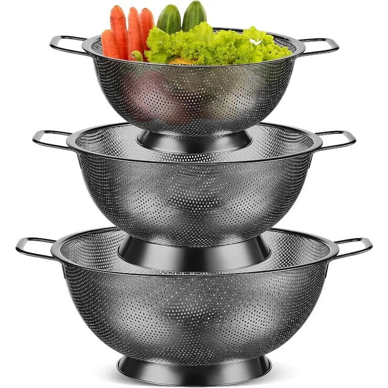 3 Pcs Stainless Steel Colander Set Colander Bowl and Sieves 1/3/5 Quart Metal Mesh Strainer Net Basket
3 Pcs Stainless Steel Colander Set Colander Bowl and Sieves 1/3/5 Quart Metal Mesh Strainer Net Basket