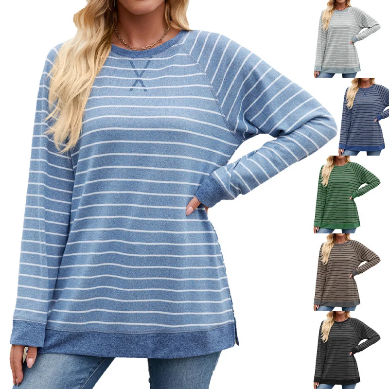 2025Popular2025Hot-Selling New European and American Style Autumn Winter New Striped Fork Stitching Round Neck Long SleeveTShirt
2025Popular2025Hot-Selling New European and American Style Autumn Winter New Striped Fork Stitching Round Neck Long SleeveTShirt