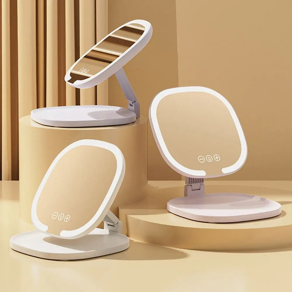 Foldable LED Makeup Mirror Adjustable 3 Color Lights Vanity Mirror with Lights Touch Control Dimmable Lighted Desktop Mirrors
Foldable LED Makeup Mirror Adjustable 3 Color Lights Vanity Mirror with Lights Touch Control Dimmable Lighted Desktop Mirrors