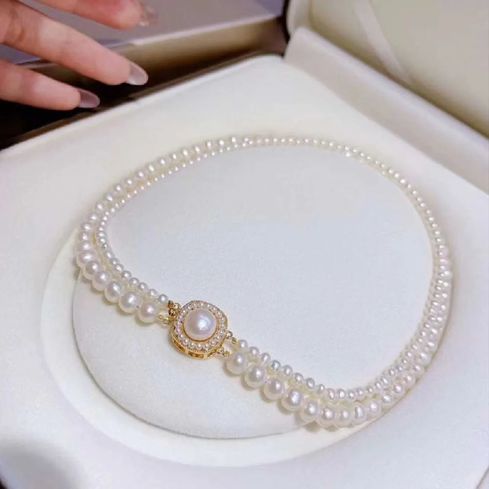 Double layer necklace AAAA4-7mm natural Japanese white pearl necklace 16-17in/18-9in - supports customized sizes
Double layer necklace AAAA4-7mm natural Japanese white pearl necklace 16-17in/18-9in - supports customized sizes
