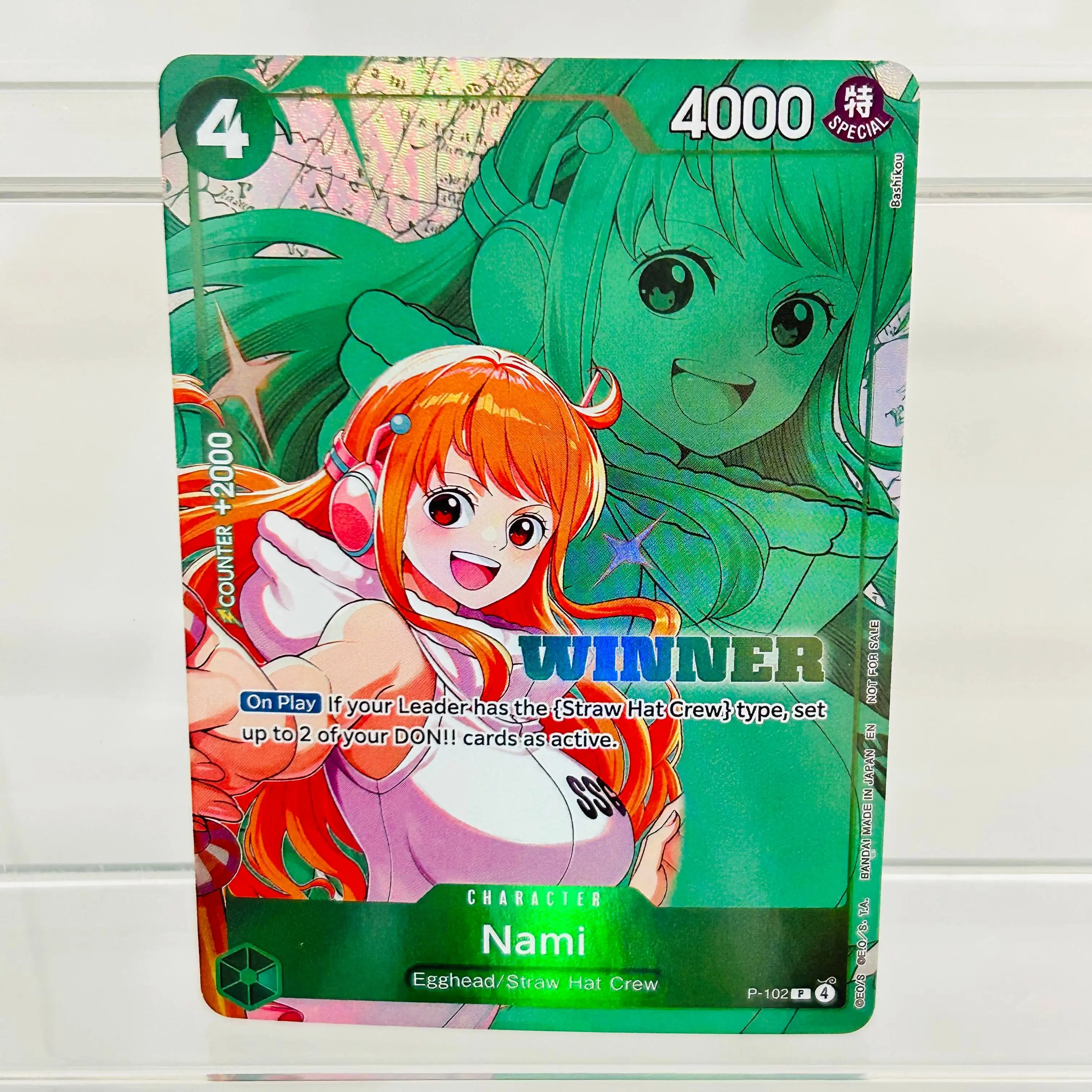 One Piece Nami P-102 English Winner Card with Holographic Texture, Perfect Condition DIY Premium Anime Collection Card
One Piece Nami P-102 English Winner Card with Holographic Texture, Perfect Condition DIY Premium Anime Collection Card