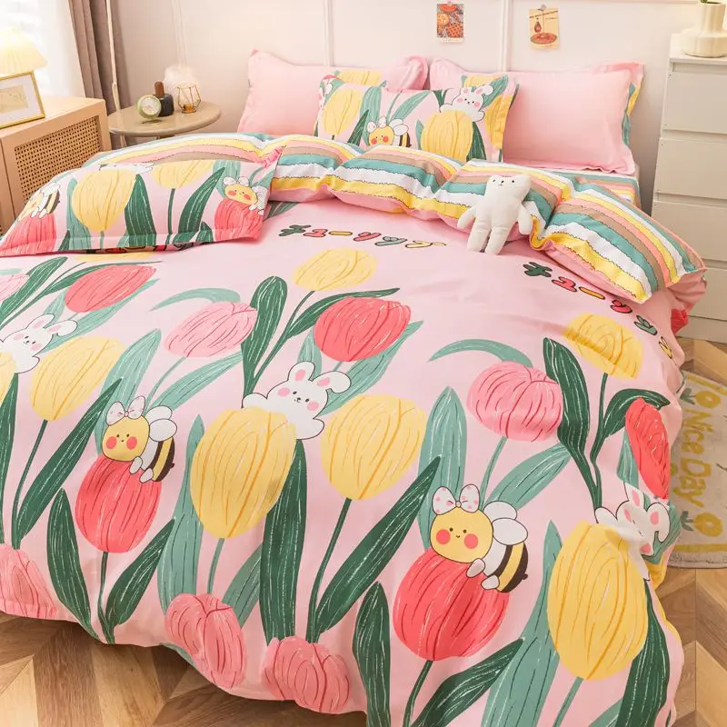 Beautiful Tulip Flower Bedding Set Cartoon Duvet Cover Pillowcase Bed Sheet for Kids Boys Girls Bedclothes Single Double Size
Beautiful Tulip Flower Bedding Set Cartoon Duvet Cover Pillowcase Bed Sheet for Kids Boys Girls Bedclothes Single Double Size