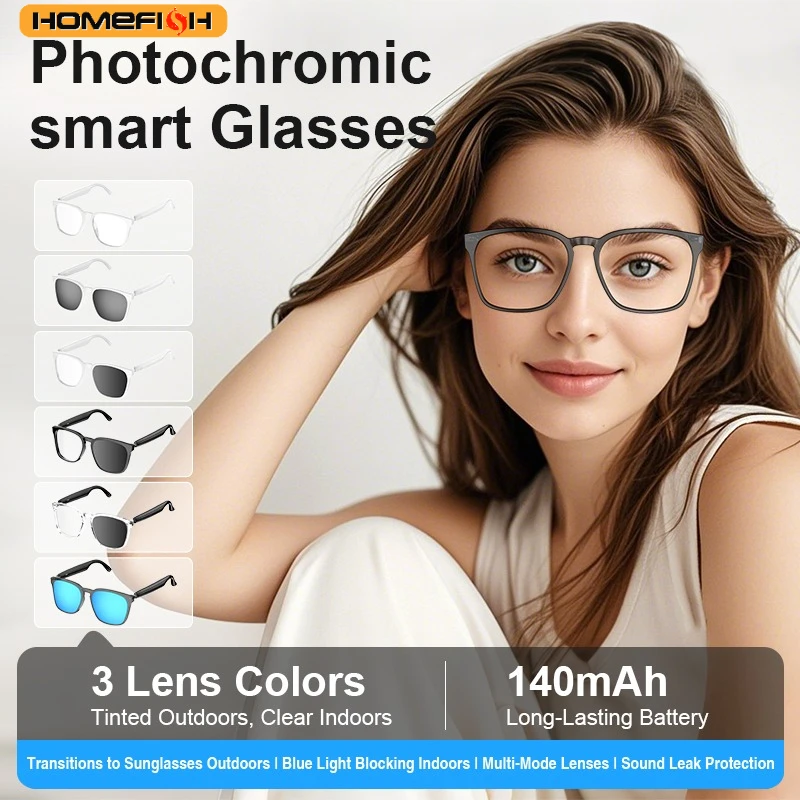 Умные очки HOMEFISH с искусственным интеллектом и фотохромной функцией, Bluetooth для прослушивания музыки и изготовления многофункциональных вызовов
Умные очки HOMEFISH с искусственным интеллектом и фотохромной функцией, Bluetooth для прослушивания музыки и изготовления многофункциональных вызовов