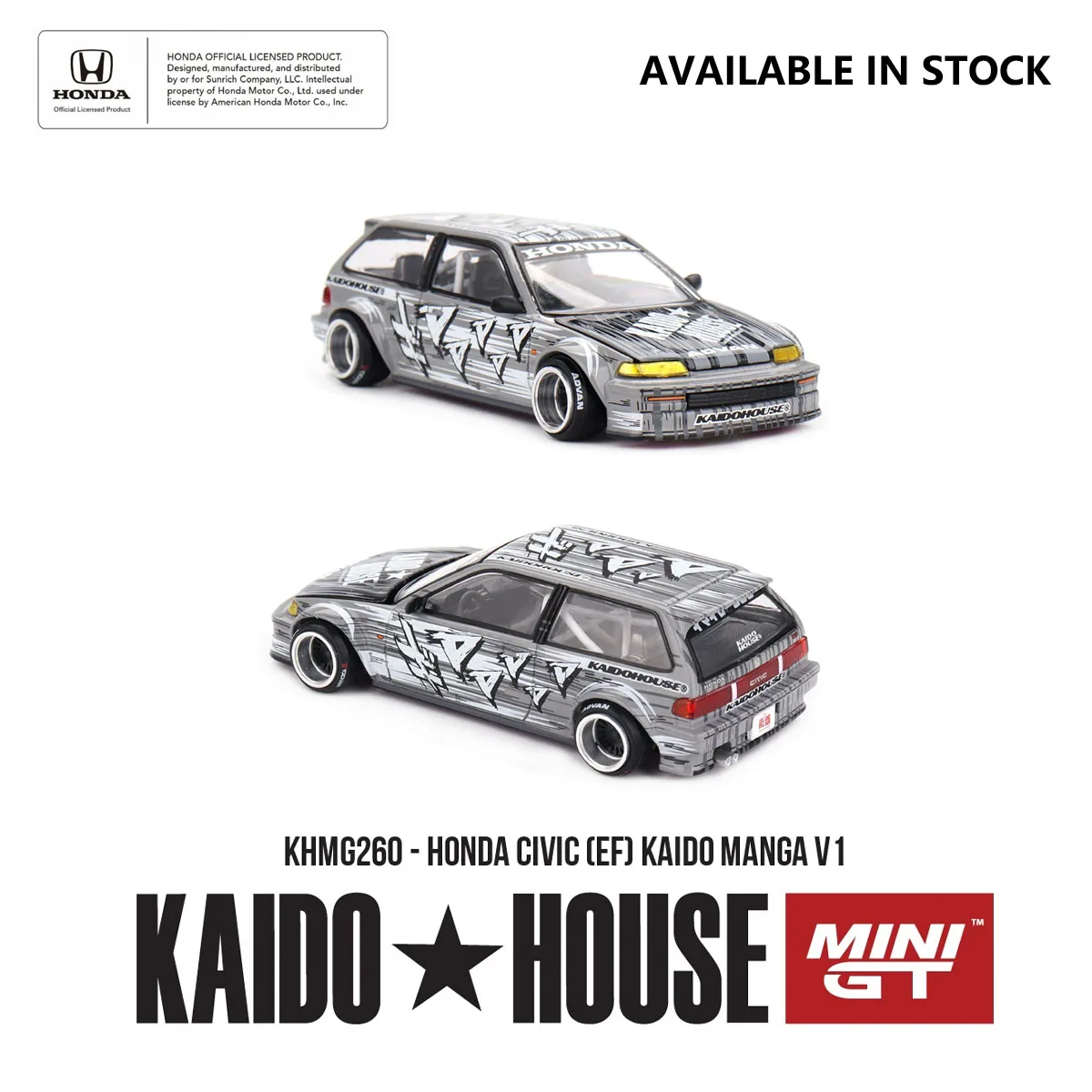 Mini GT x Kaido House 1:64 Honda Civic (EF) Kaido Manga V1 Openable Hood Diecast Model Car Item#KHMG260 In Stock Ready To Ship
Mini GT x Kaido House 1:64 Honda Civic (EF) Kaido Manga V1 Openable Hood Diecast Model Car Item#KHMG260 In Stock Ready To Ship
