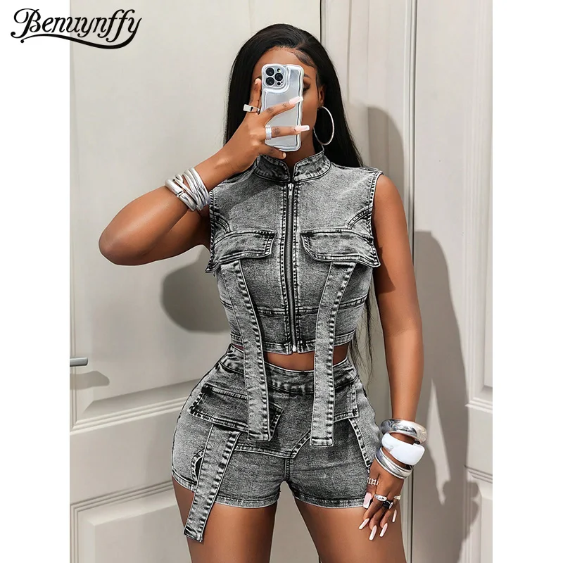 Benuynffy Stand Collor Zip Up Cargo Denim Vest Women Summer Sexy Streetwear Slim Fit Sleeveless Crop Jeans Jacket Top Female
Benuynffy Stand Collor Zip Up Cargo Denim Vest Women Summer Sexy Streetwear Slim Fit Sleeveless Crop Jeans Jacket Top Female