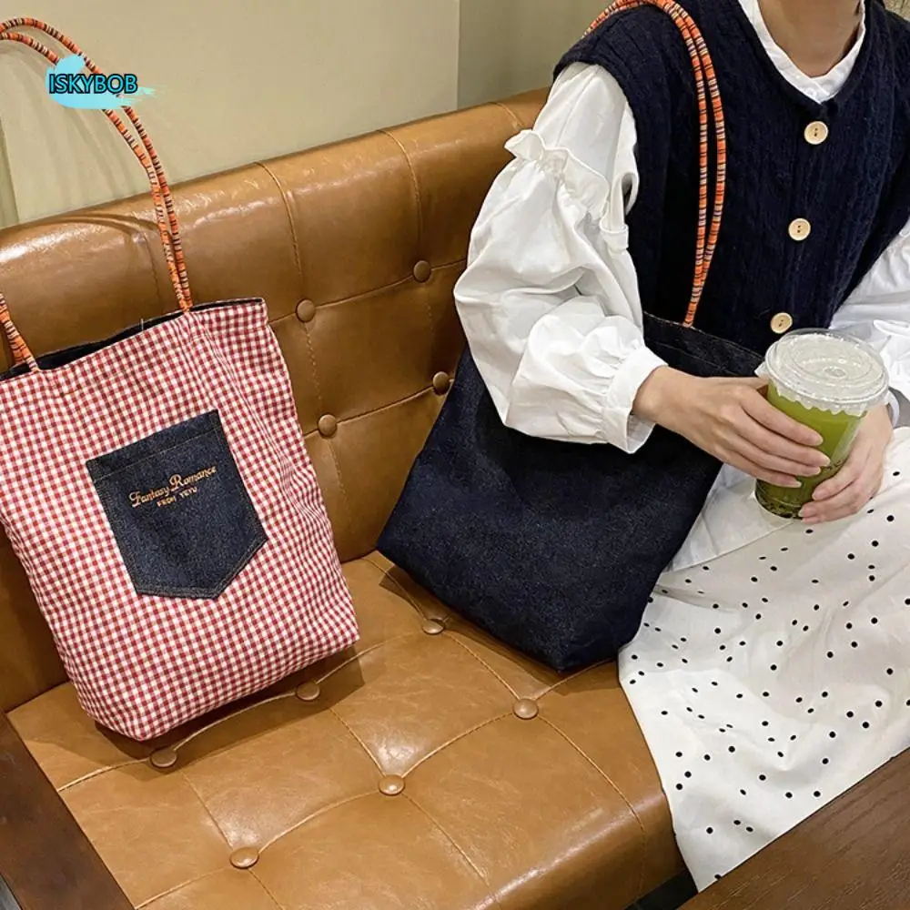 Cloth Double Sided Plaid Canvas Bag Korean Style Large Capacity Denim Shoulder Bag Geometric Handbag Bohemian Messenger Bag
Cloth Double Sided Plaid Canvas Bag Korean Style Large Capacity Denim Shoulder Bag Geometric Handbag Bohemian Messenger Bag