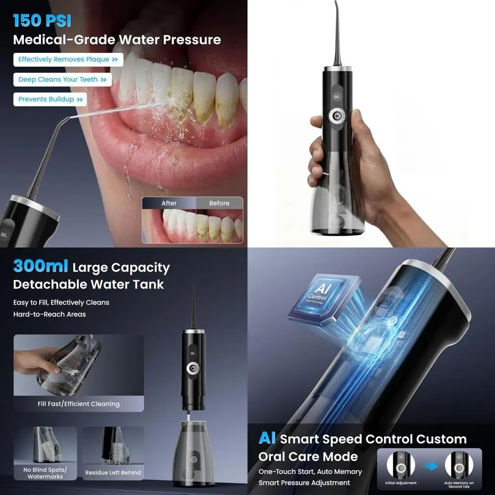 Беспроводной электрический ирригатор для полости рта с 100 настройками давления, резервуаром на 300 мл для гигиены полости рта взрослых
Беспроводной электрический ирригатор для полости рта с 100 настройками давления, резервуаром на 300 мл для гигиены полости рта взрослых