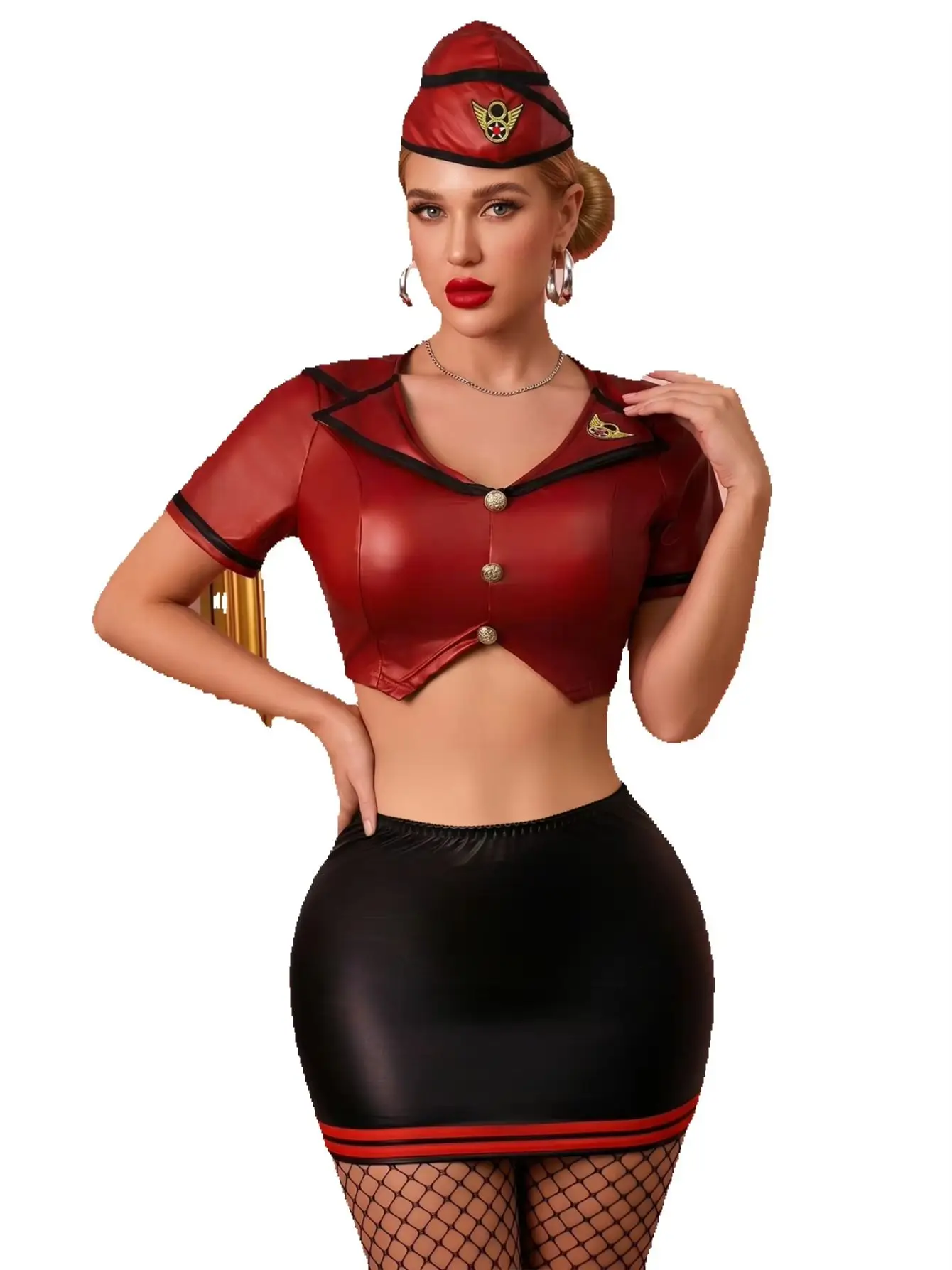 Sexy Stewardess Lingerie Set, Flight Attendant Cosplay Costume, Faux Leather Uniform Outfit for Women Roleplay Party
Sexy Stewardess Lingerie Set, Flight Attendant Cosplay Costume, Faux Leather Uniform Outfit for Women Roleplay Party