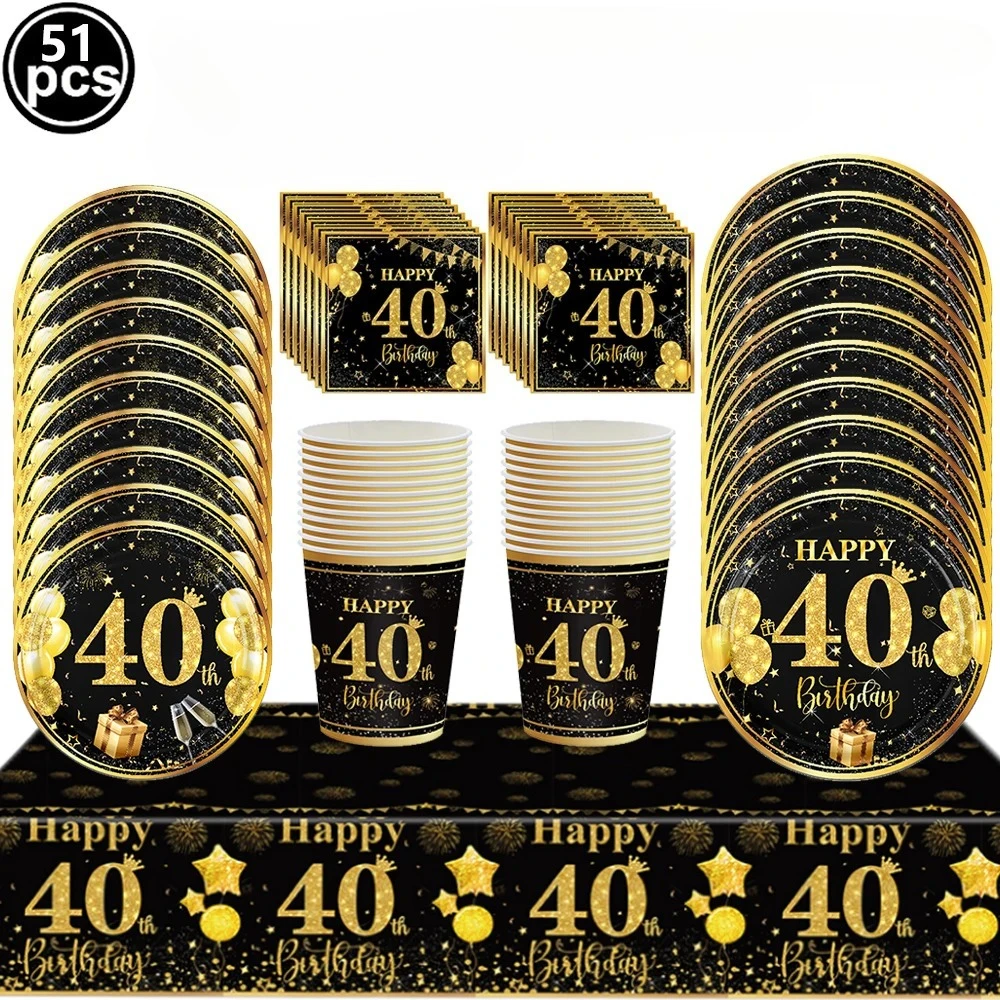 40th Birthday Party Supplies for Men Women Black Gold 40 Years Party Tableware Plates Napkins Cups Banner Tablecloth Decorations
40th Birthday Party Supplies for Men Women Black Gold 40 Years Party Tableware Plates Napkins Cups Banner Tablecloth Decorations