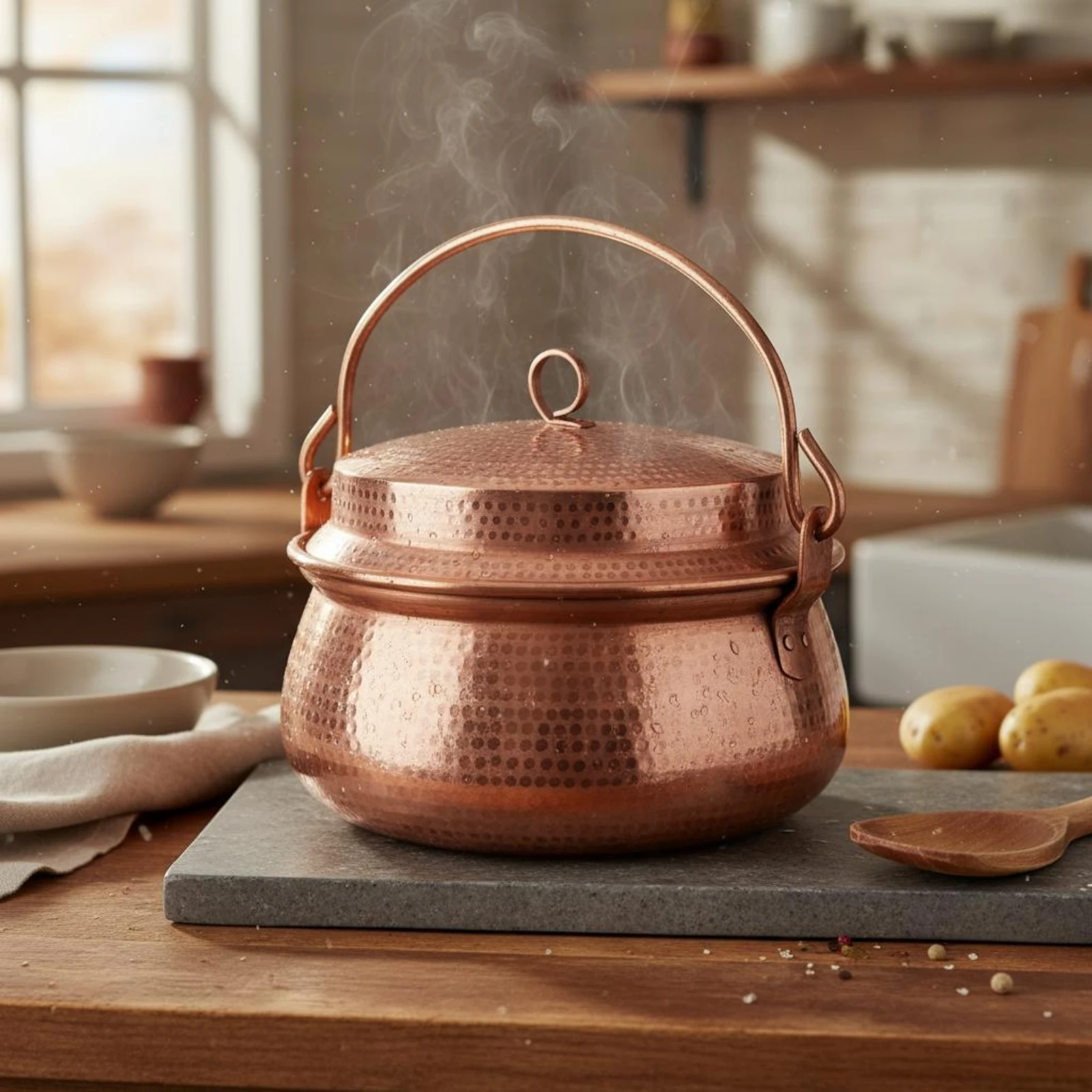 Hammered Copper Pot Polished Wide-Bellied Copper Pot Cookware Loop Knob Good Heat Conductivity for Gas Stove
Hammered Copper Pot Polished Wide-Bellied Copper Pot Cookware Loop Knob Good Heat Conductivity for Gas Stove