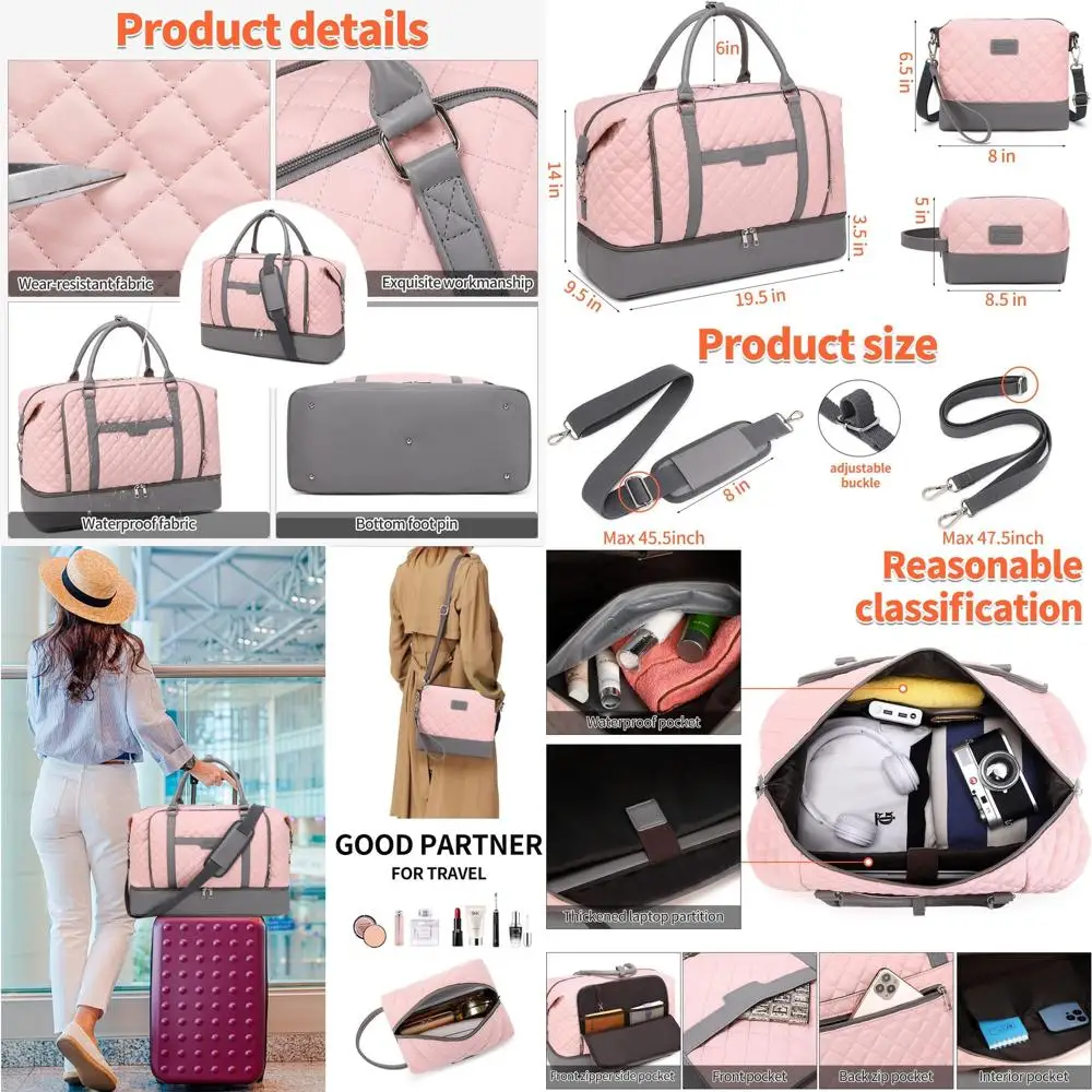 Women's Large Weekender Duffel Bag - Carry-On with Shoe and Toiletry Compartments for Overnight Trips
Women's Large Weekender Duffel Bag - Carry-On with Shoe and Toiletry Compartments for Overnight Trips