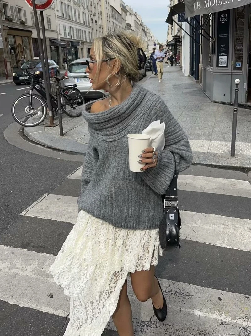 Cozy Knitted One-Shoulder Sweater Street Style Warmth Atmosphere Lazy Fashion Full-Body Length Loose Fit Pure Color Autumn 2024
Cozy Knitted One-Shoulder Sweater Street Style Warmth Atmosphere Lazy Fashion Full-Body Length Loose Fit Pure Color Autumn 2024