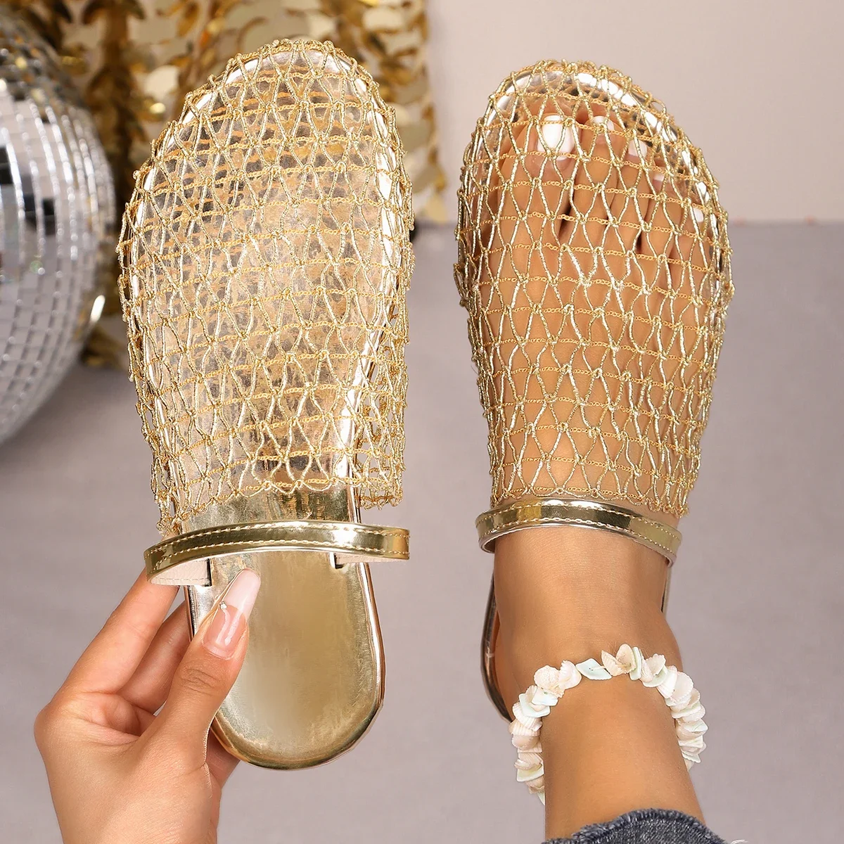 Women Slippers 2025 Summer New Hot Water Mesh Women Shoes Diamond Flats Home Slippers Home Round Head Sandals Slides Women
Women Slippers 2025 Summer New Hot Water Mesh Women Shoes Diamond Flats Home Slippers Home Round Head Sandals Slides Women