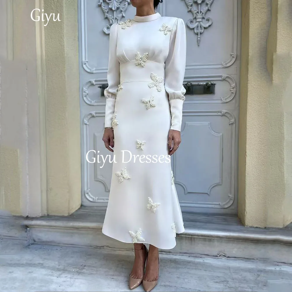 Giyu Elegant Butterfly Embellished Satin Evening High Neck Long Sleeve Saudi Arabia Women Formal Prom Party Dress Customized
Giyu Elegant Butterfly Embellished Satin Evening High Neck Long Sleeve Saudi Arabia Women Formal Prom Party Dress Customized