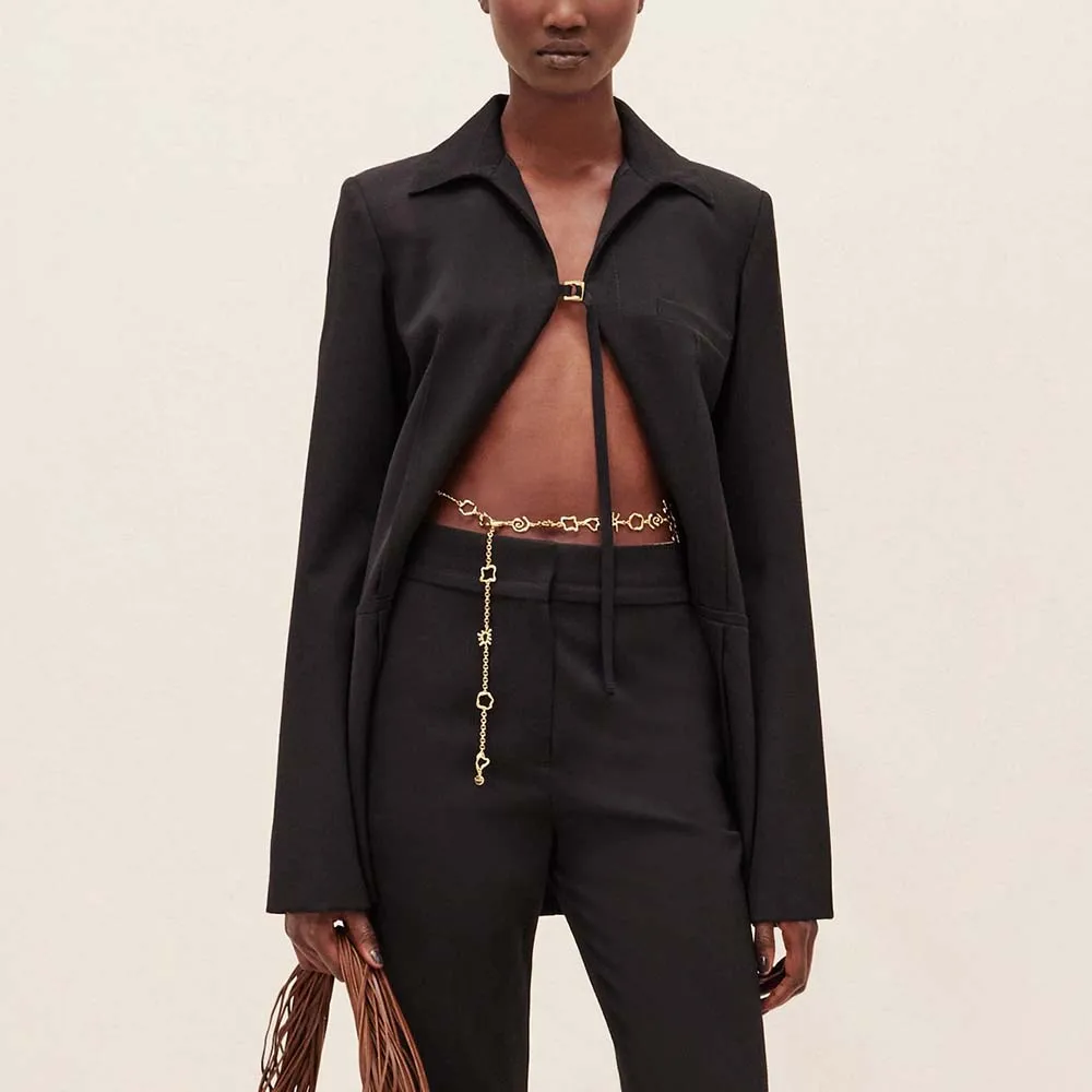 2024 Early Spring New Women Jacket Y2k Black Adjustable Button Loop Closure Temperament Peplum Tops Loose Thin Lapel Suit Jacket
2024 Early Spring New Women Jacket Y2k Black Adjustable Button Loop Closure Temperament Peplum Tops Loose Thin Lapel Suit Jacket