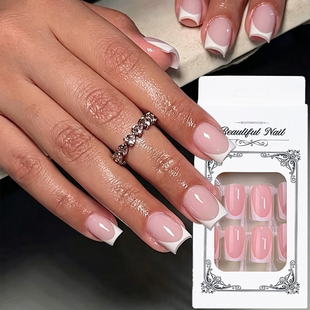 24Pcs Short Coffin White French Fake Nails Glossy Pink Simple Acrylic Press On Nails Full Cover Ballet Wearable Women False Nail
24Pcs Short Coffin White French Fake Nails Glossy Pink Simple Acrylic Press On Nails Full Cover Ballet Wearable Women False Nail