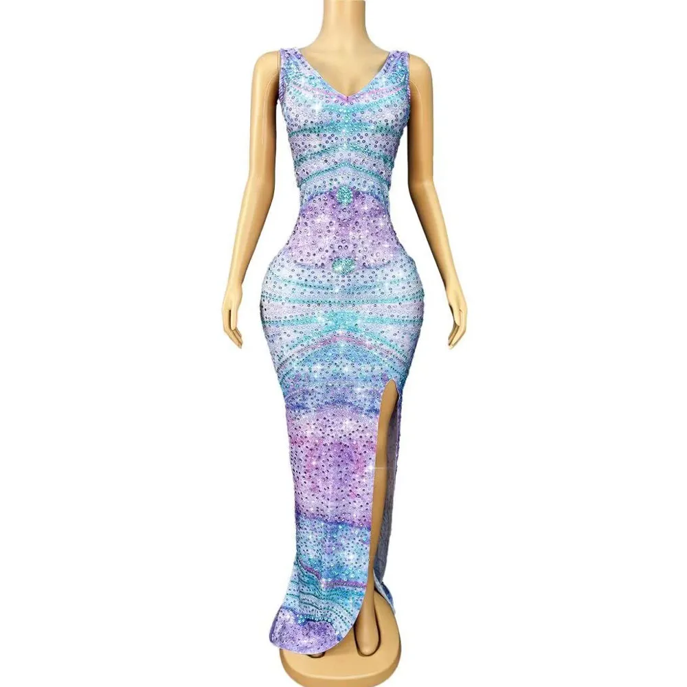 Luxury Graceful Blue Purple Gradient Shining Rhinstones High split V-neck Dress Celebtare Evening Party Gowns Red carpet Outfit
Luxury Graceful Blue Purple Gradient Shining Rhinstones High split V-neck Dress Celebtare Evening Party Gowns Red carpet Outfit