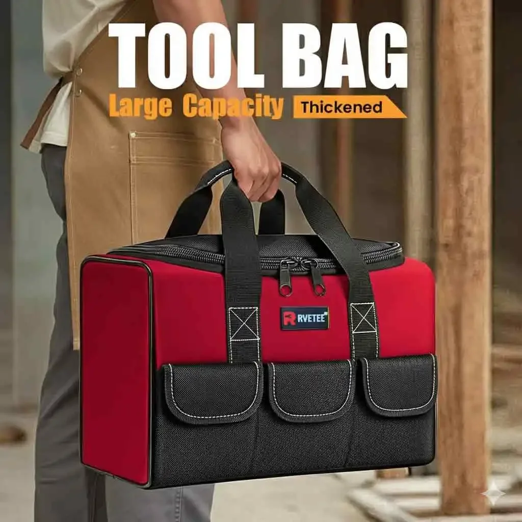 RVETEE 20in Square Tool Bag with 30%+ Capacity Waterproof Tool Organizer Pouch for Home Carpenters Electrician Tools
RVETEE 20in Square Tool Bag with 30%+ Capacity Waterproof Tool Organizer Pouch for Home Carpenters Electrician Tools