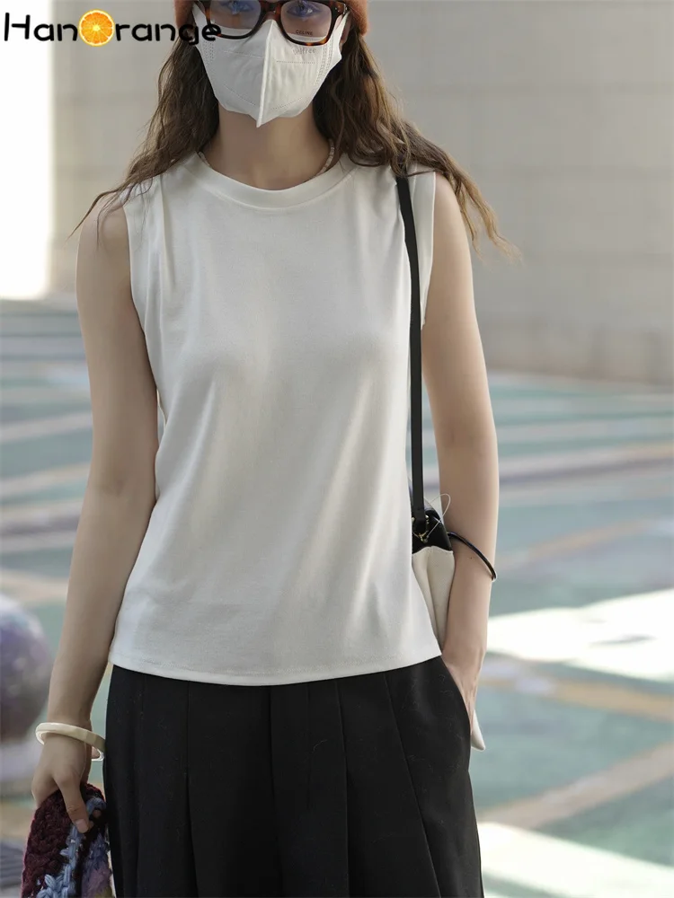 HanOrange 2025 Early Autumn Minimalist Versatile Sleeveless O-neck Tank Soft Breathable Top White/Black 
HanOrange 2025 Early Autumn Minimalist Versatile Sleeveless O-neck Tank Soft Breathable Top White/Black