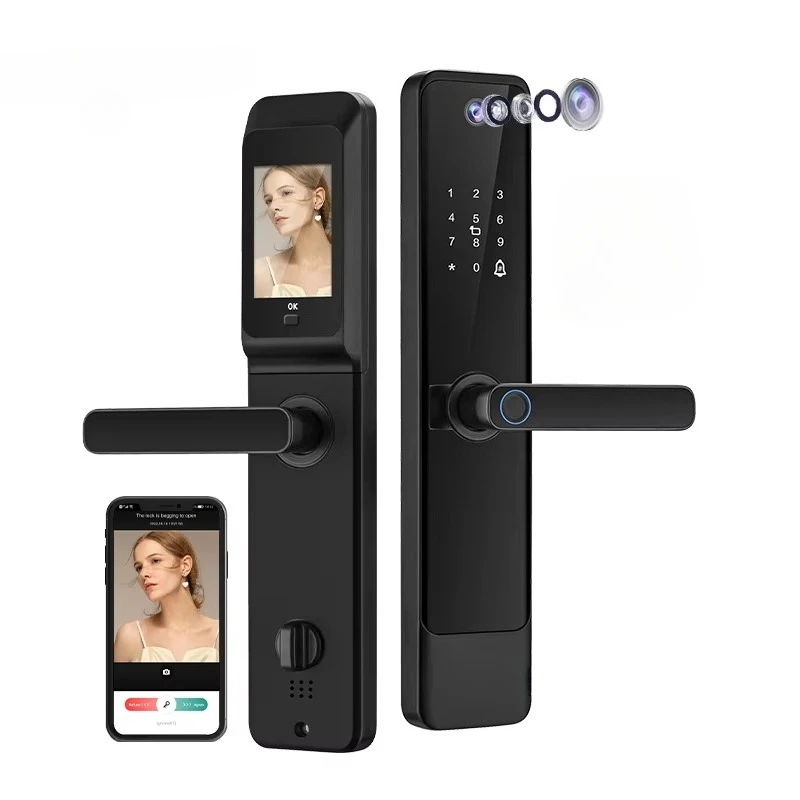 Waterproof Outdoor Code Fingerprint Wifi Smart Electronic Door Handle Lock With Video Door Phone Camera Compatible 
Waterproof Outdoor Code Fingerprint Wifi Smart Electronic Door Handle Lock With Video Door Phone Camera Compatible