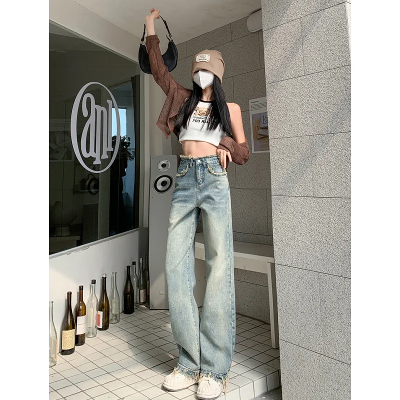 Vintage Blue High Waist Women Jeans American Fashion Y2K Streetwear Wide Leg Jean 2023 Female Trouser Straight Baggy Denim Pants
Vintage Blue High Waist Women Jeans American Fashion Y2K Streetwear Wide Leg Jean 2023 Female Trouser Straight Baggy Denim Pants