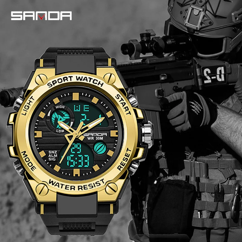 SANDA brand watch, multifunctional large dial, dual display sports watch, luminous and waterproof
SANDA brand watch, multifunctional large dial, dual display sports watch, luminous and waterproof