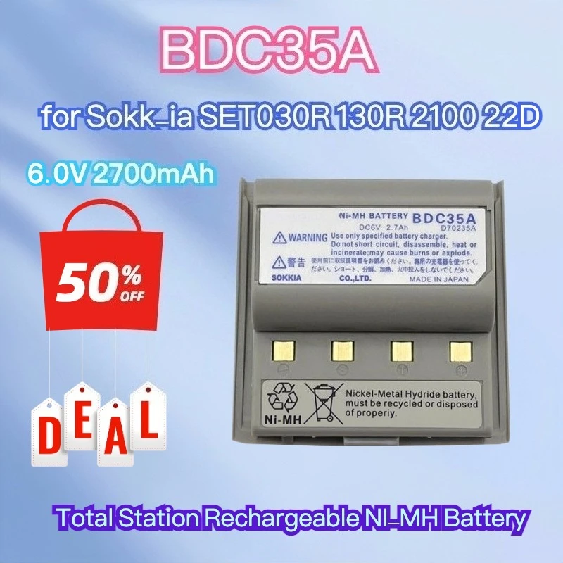 Brand New 6.0V 2700mAh BDC35A BDC-35 Battery for Sokk-ia SET030R 130R 2100 22D Series Total Station Rechargeable NI-MH Battery
Brand New 6.0V 2700mAh BDC35A BDC-35 Battery for Sokk-ia SET030R 130R 2100 22D Series Total Station Rechargeable NI-MH Battery