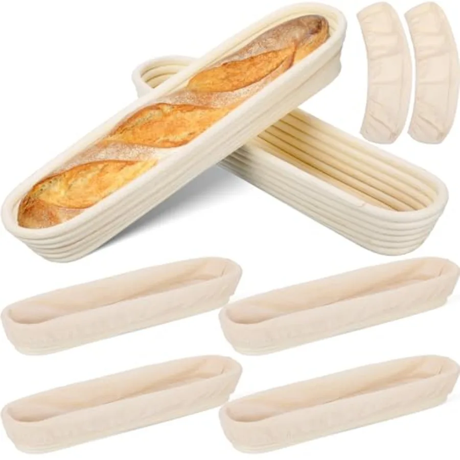 15 Inches Baguette Banneton Proofing Basket 6 Pack with Linen Liner Baguette Banneton Bread Baking Baskets Rattan Dough Proofin
15 Inches Baguette Banneton Proofing Basket 6 Pack with Linen Liner Baguette Banneton Bread Baking Baskets Rattan Dough Proofin