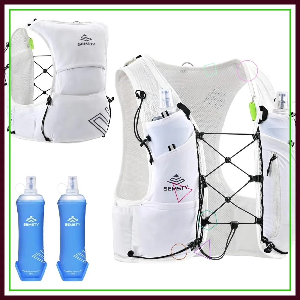 5L Running Hydration Vest with 2x500ml Soft Flasks, Lightweight Reflective Backpack for Running Hiking Cycling
5L Running Hydration Vest with 2x500ml Soft Flasks, Lightweight Reflective Backpack for Running Hiking Cycling