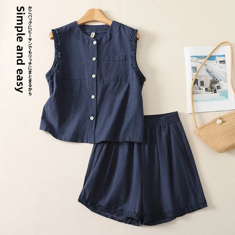 Fashionable Versatile Large Size Women's Vest Shorts Set Summer Clothing Whole Set Matching Two-Piece Cotton Casual Wear
Fashionable Versatile Large Size Women's Vest Shorts Set Summer Clothing Whole Set Matching Two-Piece Cotton Casual Wear