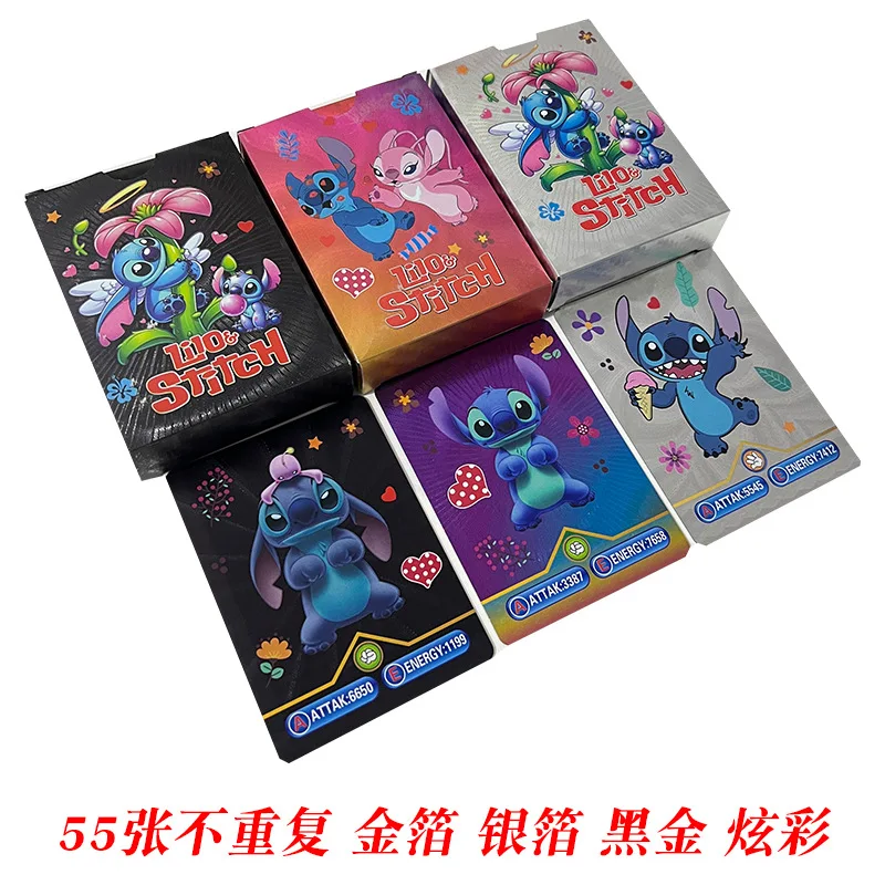55 - Piece Stitch Gold Foil Card Set: Lilo & Stitch Anime Tabletop Battle Cards, Waterproof PVC Material
55 - Piece Stitch Gold Foil Card Set: Lilo & Stitch Anime Tabletop Battle Cards, Waterproof PVC Material