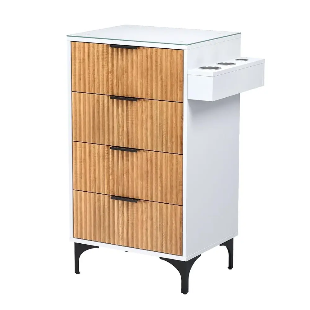 Vintage-Inspired Hair Styling Station with Glass Top, Ders, and Heat-Resistant Dryer Holders, White
Vintage-Inspired Hair Styling Station with Glass Top, Ders, and Heat-Resistant Dryer Holders, White