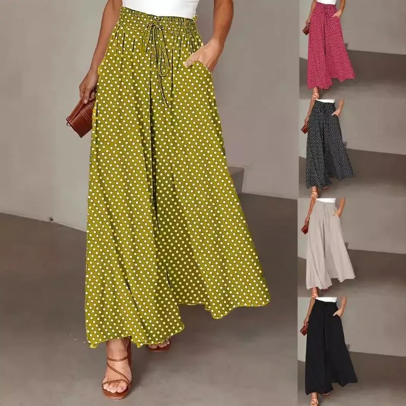 2026 Spring/Summer New Bohemian Wide-Leg Pants Elastic Waist Polka Dot Print Fashion Loose Leisure Women Long Skirt Pants
2026 Spring/Summer New Bohemian Wide-Leg Pants Elastic Waist Polka Dot Print Fashion Loose Leisure Women Long Skirt Pants