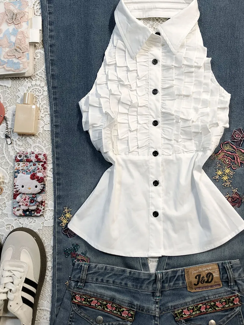 Boya Girl Original White Retro Neck Hanging Sleeveless Shirt Women Summer Wood Ear Design Unique Top Vintage Style Slim Fit C...
Boya Girl Original White Retro Neck Hanging Sleeveless Shirt Women Summer Wood Ear Design Unique Top Vintage Style Slim Fit C...