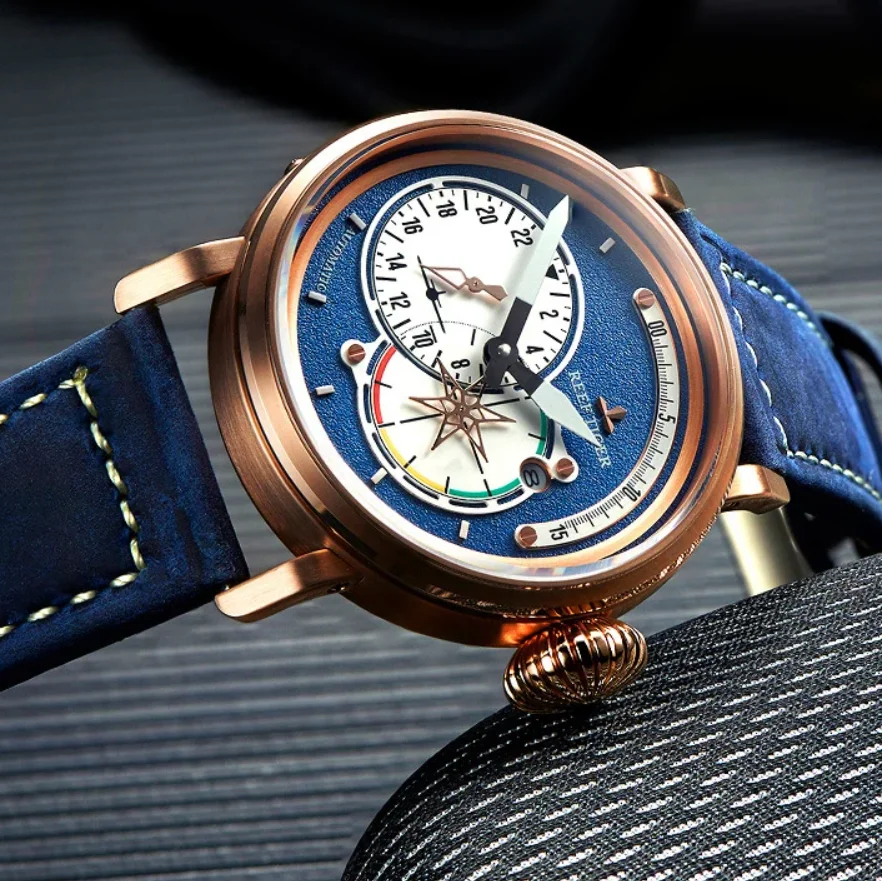 Reef Tiger Men Automatic Watch 45mm Mechanical Mechanical Wristwatch Sapphire Mirror Luminous 24 Hours Star Second Dial
Reef Tiger Men Automatic Watch 45mm Mechanical Mechanical Wristwatch Sapphire Mirror Luminous 24 Hours Star Second Dial