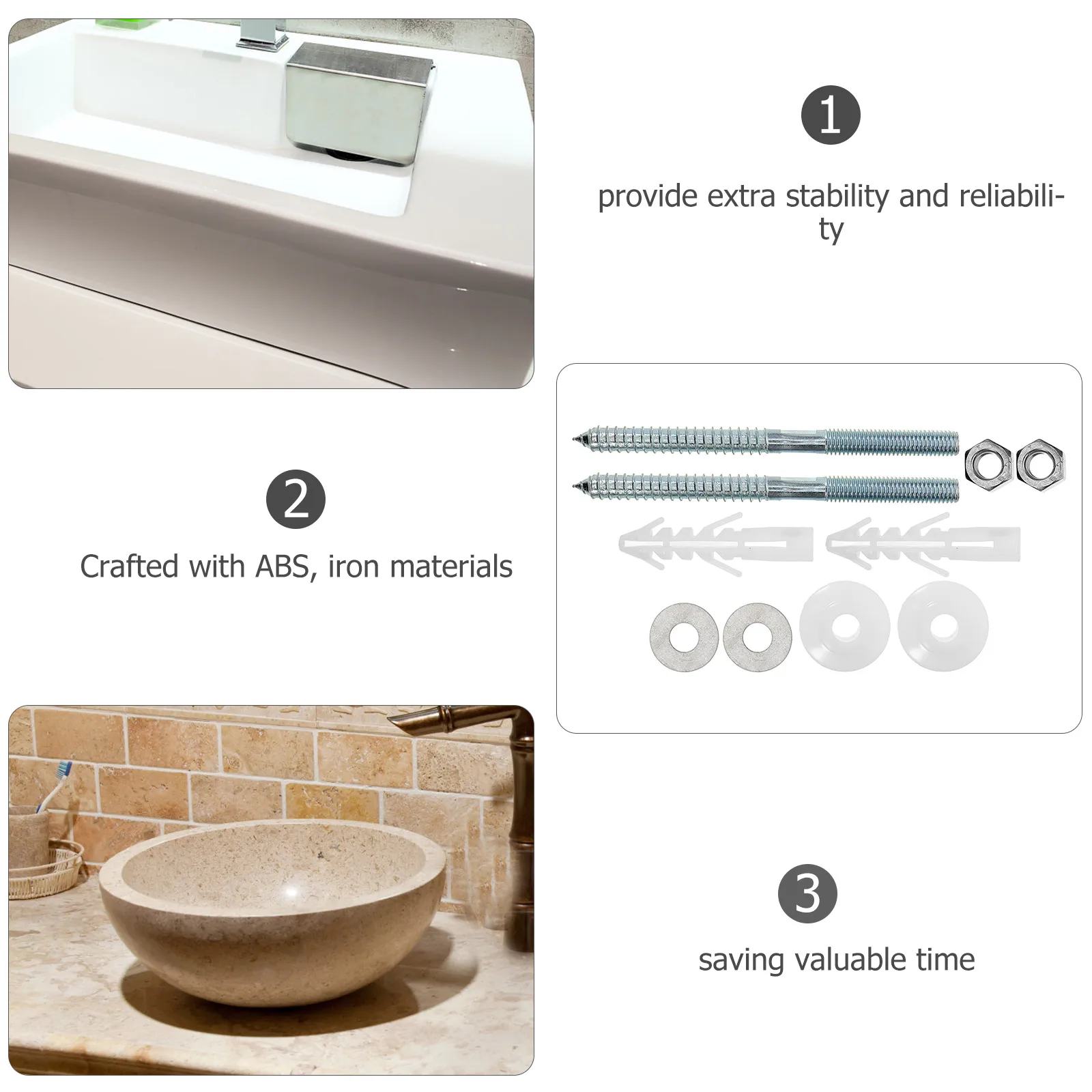 Комплект крепления регулируемых винтов Прочный материал из АБС-пластика Легкая установка Не качающийся Набор креплений для кухонной раковины Монтаж раковины
Комплект крепления регулируемых винтов Прочный материал из АБС-пластика Легкая установка Не качающийся Набор креплений для кухонной раковины Монтаж раковины